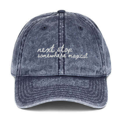 "Next stop somewhere magical" Funny Travel Hat for Theme park lovers- mockup
