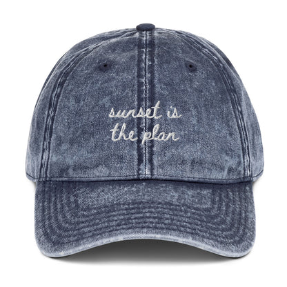 "Sunset is the plan" Funny Travel Hat for Beach Lovers - Mock up