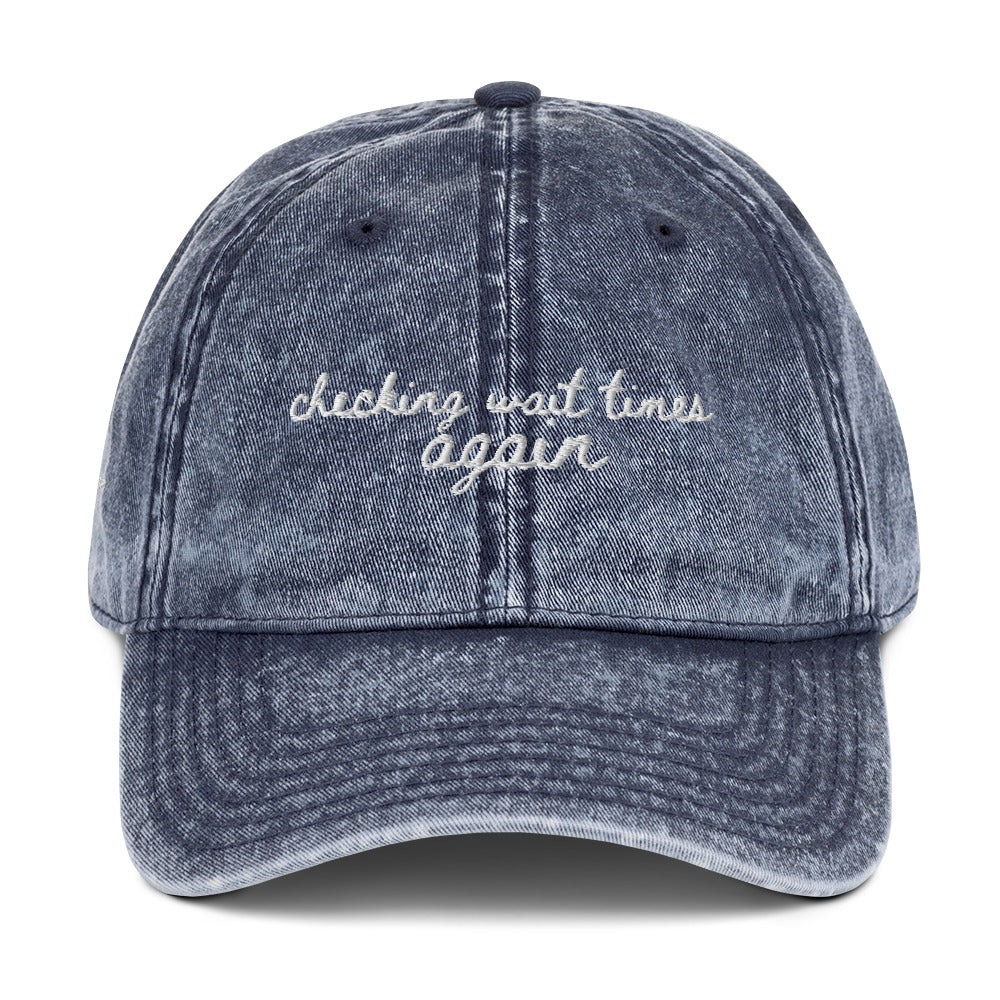 "Checking Wait Times Again" Funny Travel Hat for Theme Park Lovers - mock up
