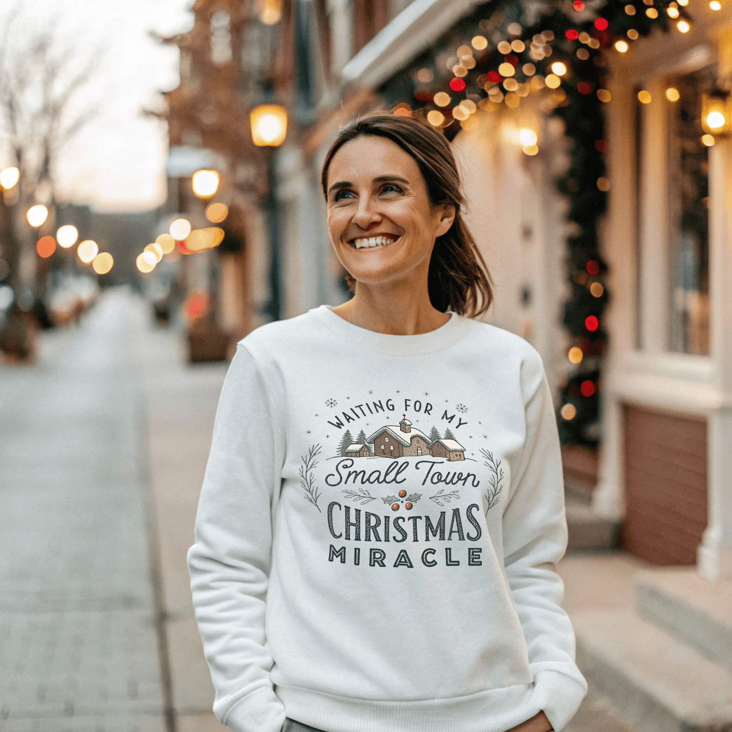 Waiting on my Small Town Christmas Miracle Christmas Sweatshirt - Out of Office Outfitters - Sweatshirt