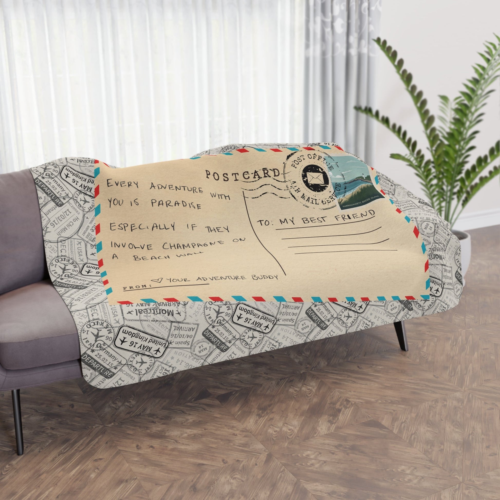 Warm Sherpa Postcard Blanket Featuring Your Handwritten Message - Out of Office Outfitters - Home Decor