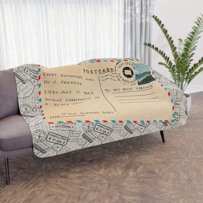 Warm Sherpa Postcard Blanket Featuring Your Handwritten Message - Out of Office Outfitters - Home Decor