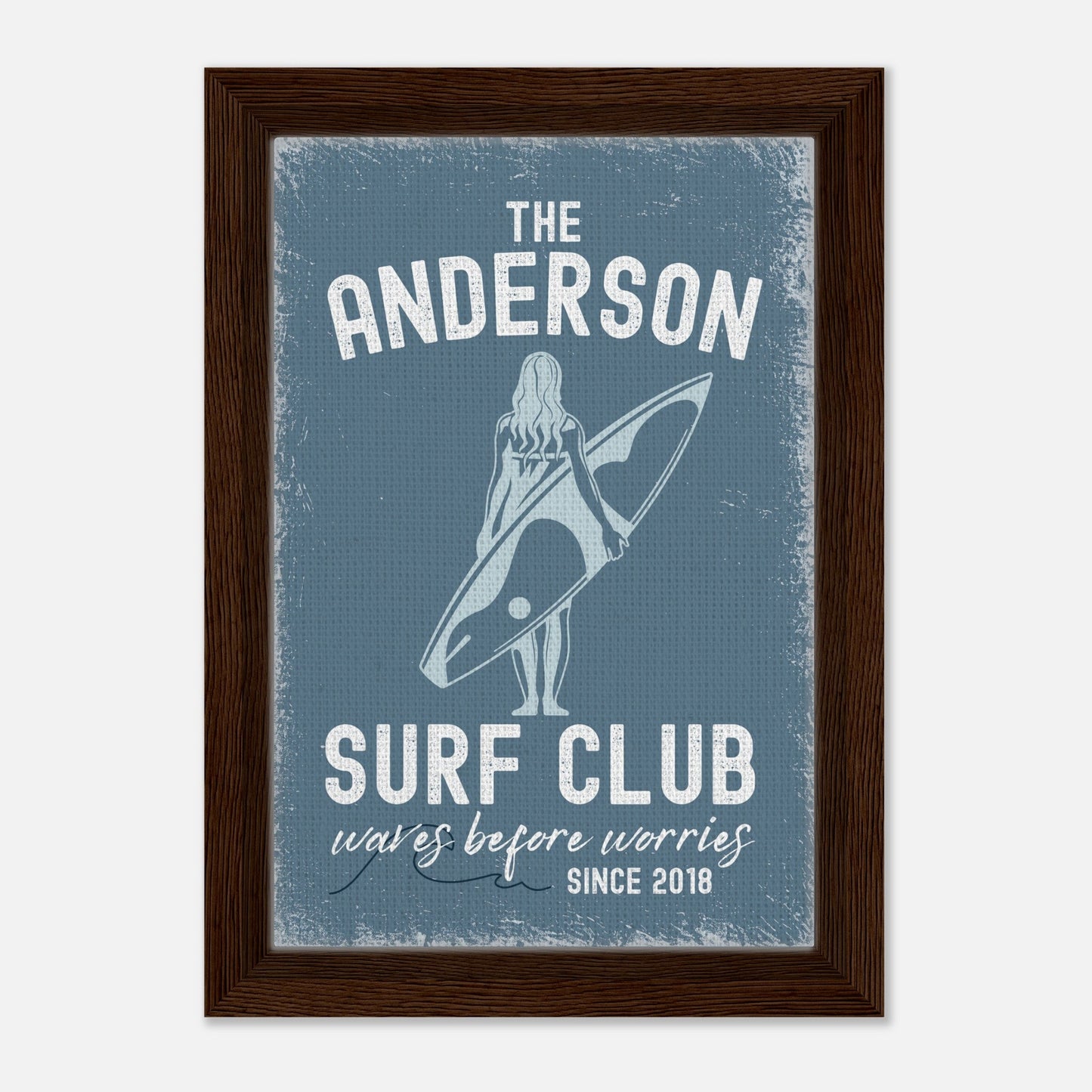 Waves Before Worries Surf Club Framed Canvas - Out of Office Outfitters - Print Material