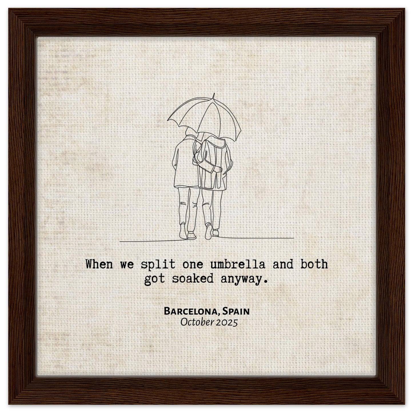 "When We Split One Umbrella" - Personalized Travel Micro Memory Framed Canvas - Out of Office Outfitters - Print Material