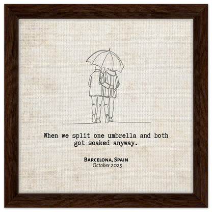 "When We Split One Umbrella" - Personalized Travel Micro Memory Framed Canvas - Out of Office Outfitters - Print Material