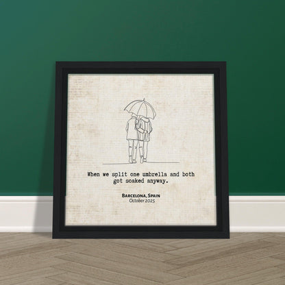 "When We Split One Umbrella" - Personalized Travel Micro Memory Framed Canvas - Out of Office Outfitters - Print Material