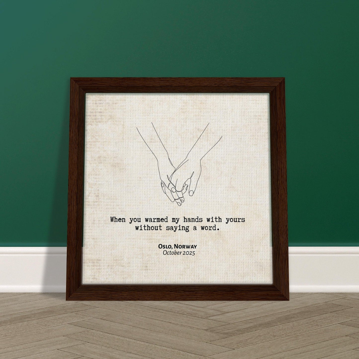 "When You Warmed My Hands" - Personalized Travel Micro Memory Framed Canvas - Out of Office Outfitters - Print Material