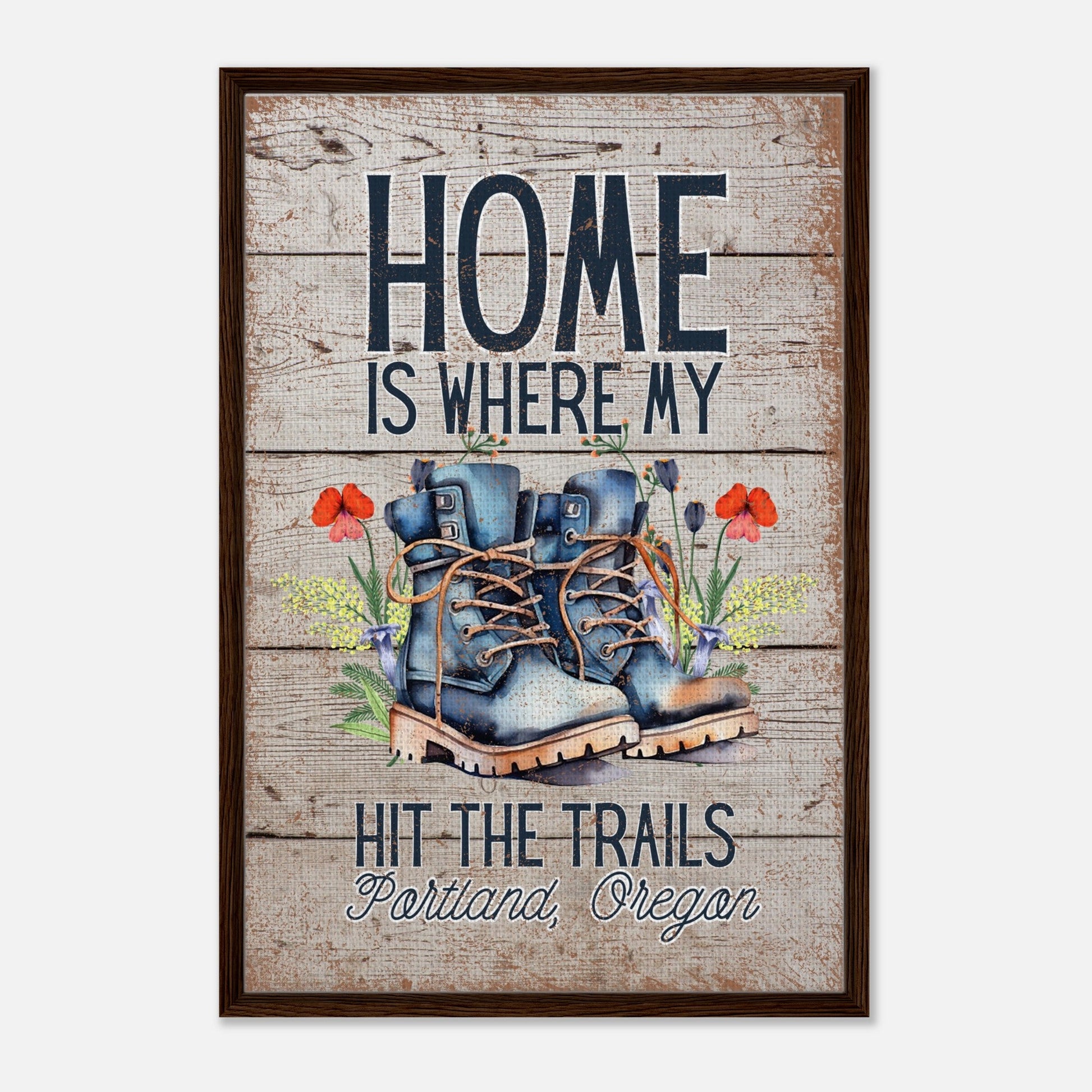 Where My Boots Hit the Trails Framed Canvas - Out of Office Outfitters - Print Material