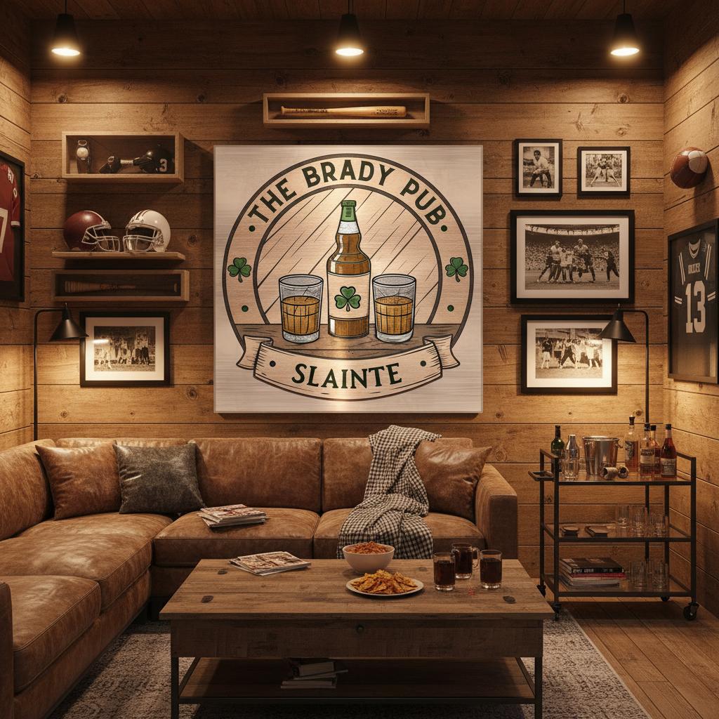 Whiskey Irish Pub Brushed Aluminum Bar Sign - Out of Office Outfitters - Print Material