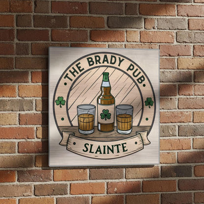 Whiskey Irish Pub Brushed Aluminum Bar Sign - Out of Office Outfitters - Print Material