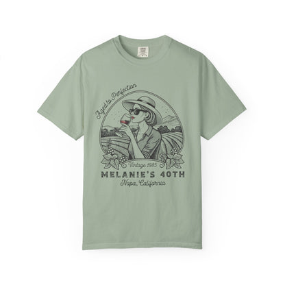 Wine Vintage Aged to Perfection Personalized Birthday T-Shirt - Out of Office Outfitters - T-Shirt