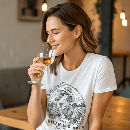 Wine Vintage Aged to Perfection Personalized Birthday T-Shirt - Out of Office Outfitters - T-Shirt