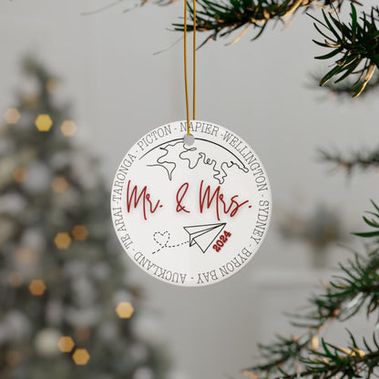 Year of Adventures Ceramic Ornament with Optional Photo - Out of Office Outfitters - Home Decor
